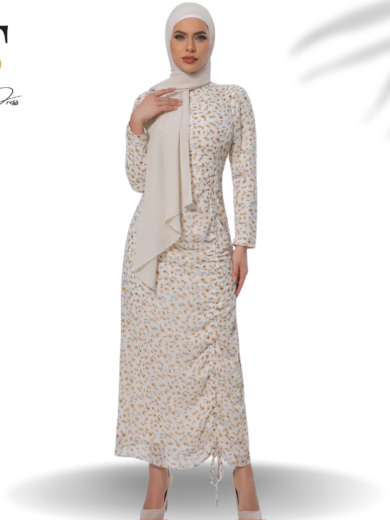 Yellow Daisy Ruched Floral Long Sleeve Maxi Dress (Size: MEDIUM)