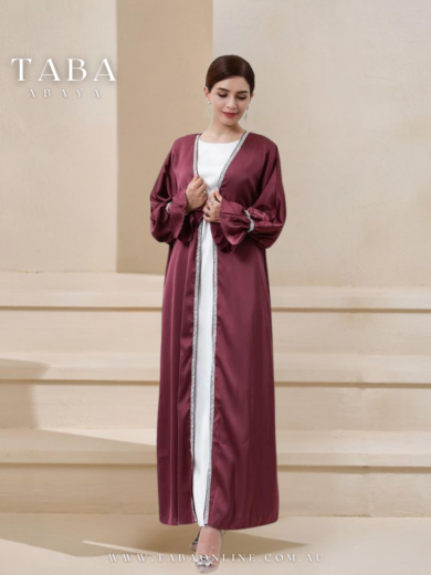 TABA Acetate Maroon Beaded Dress