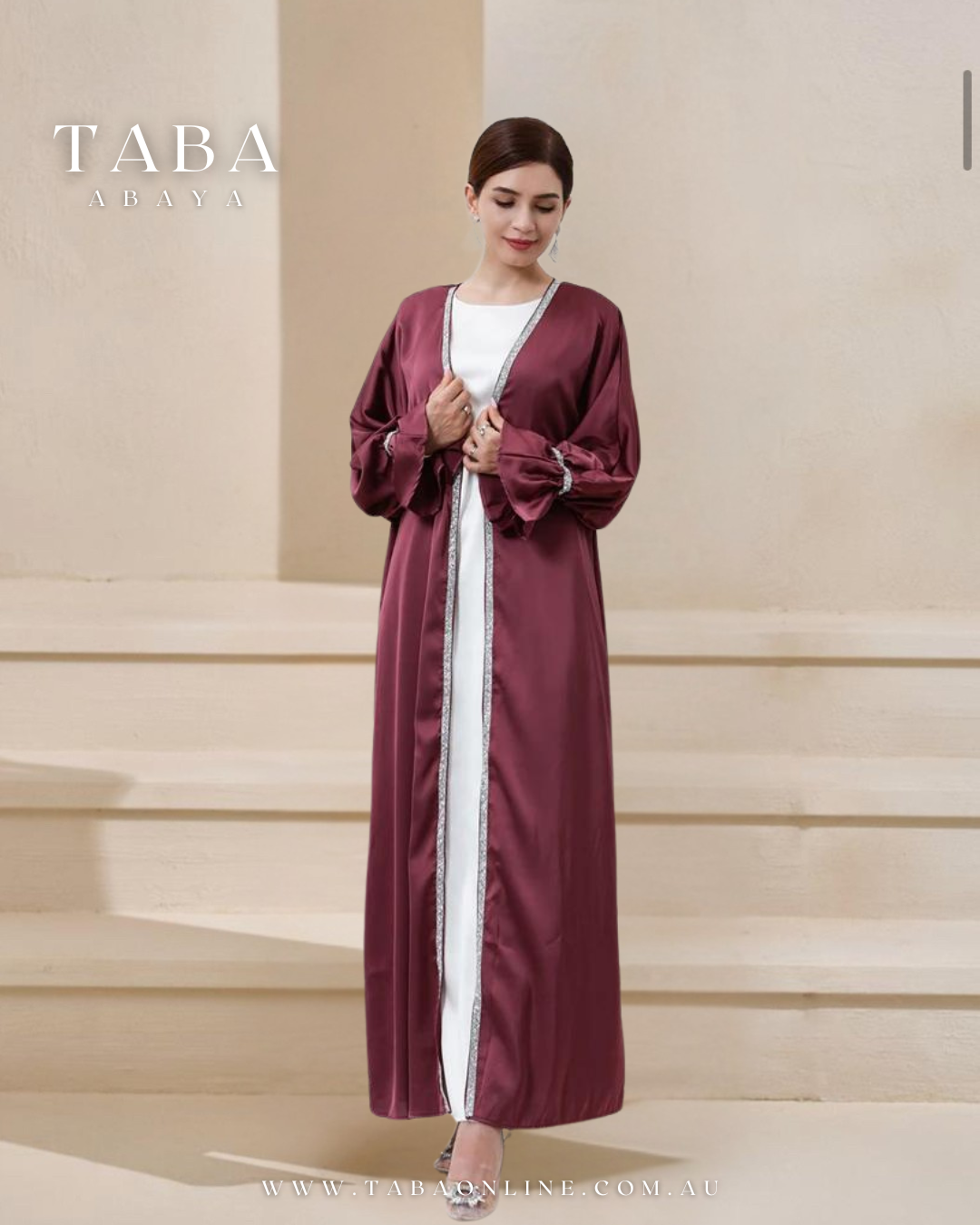 TABA Acetate Maroon Beaded Dress