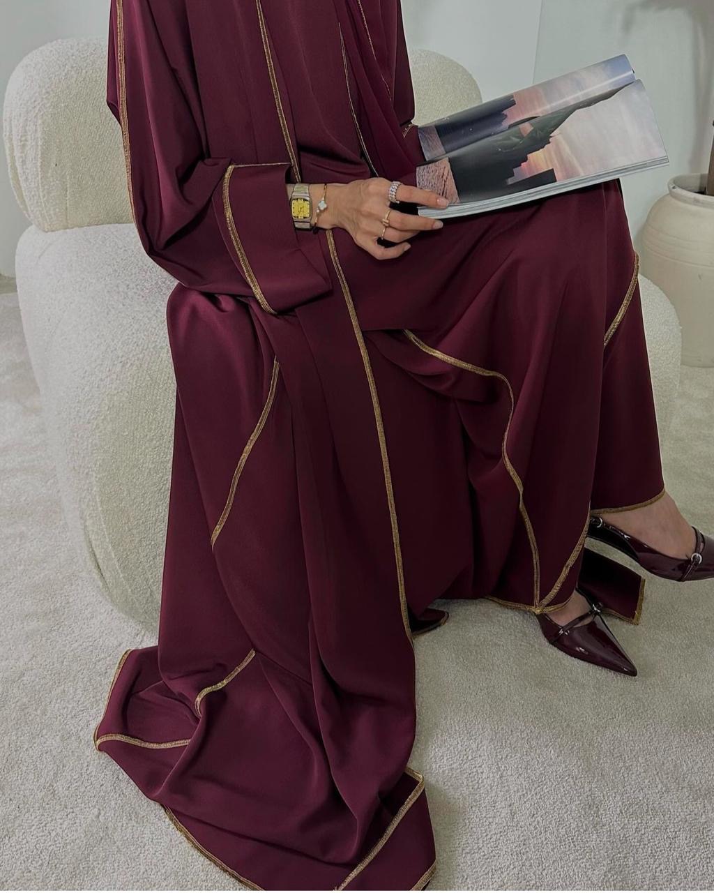 TABA New Line Burgundy Abaya Set - Image 3