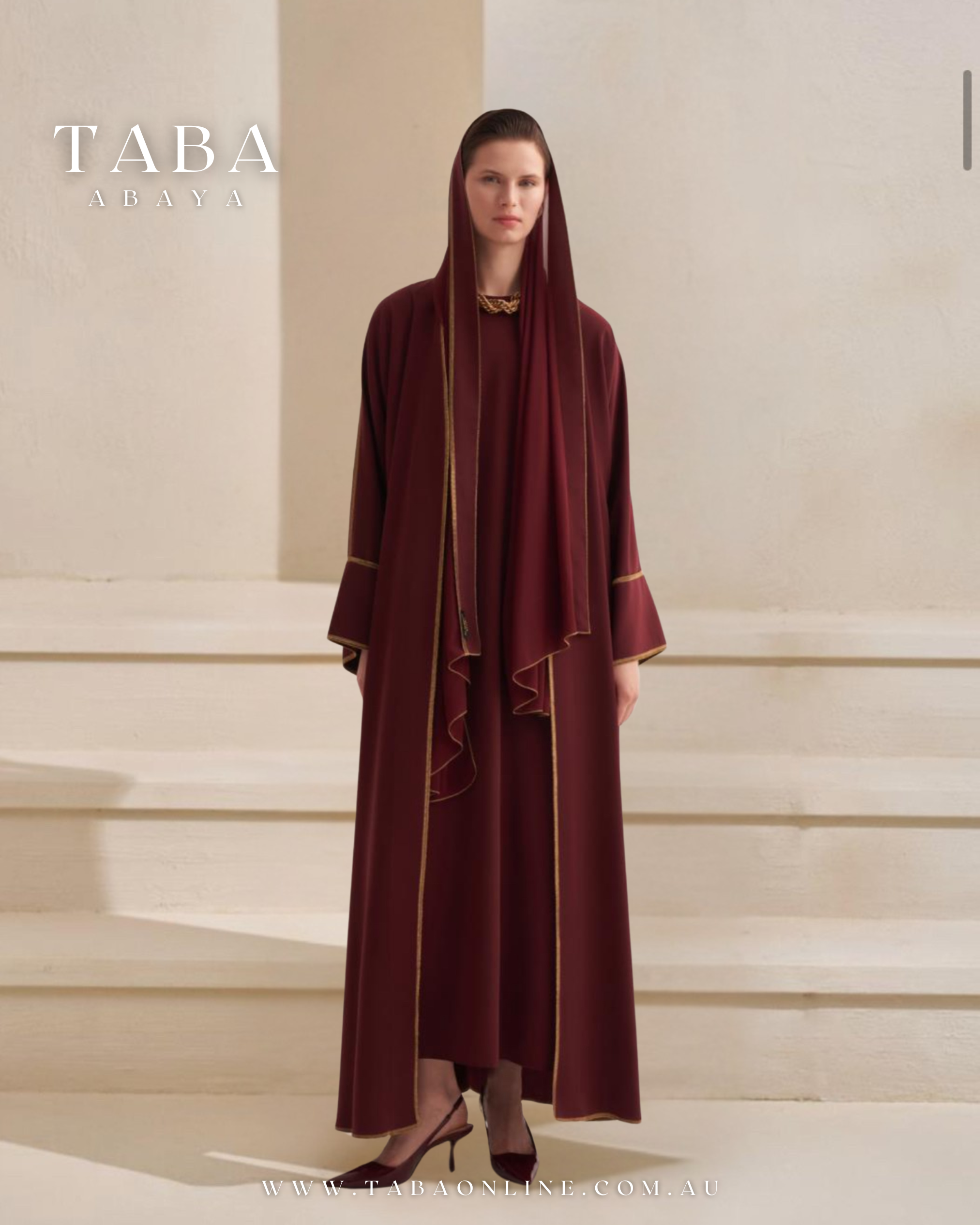 TABA New Line Burgundy Abaya Set
