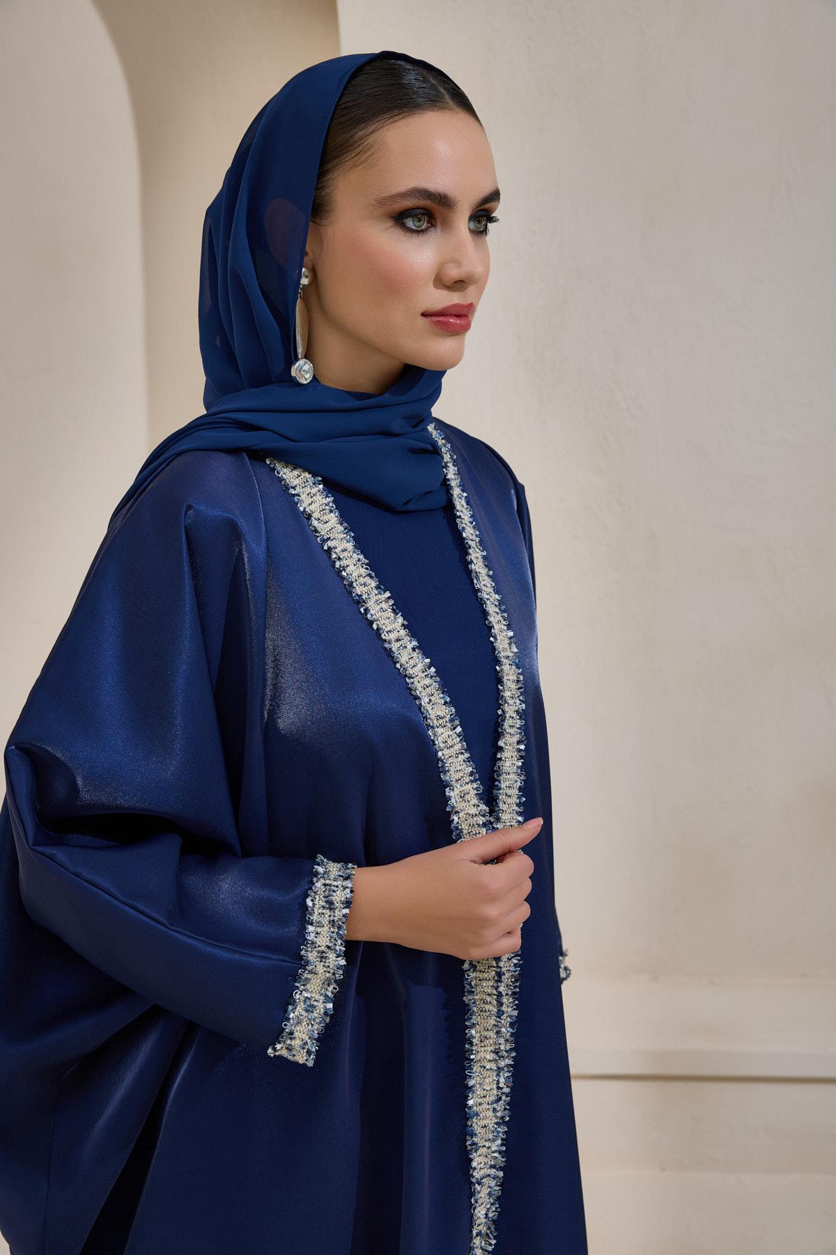 TABA Luxe Loren Abaya Set of 3 in Navy Blue - Image 3