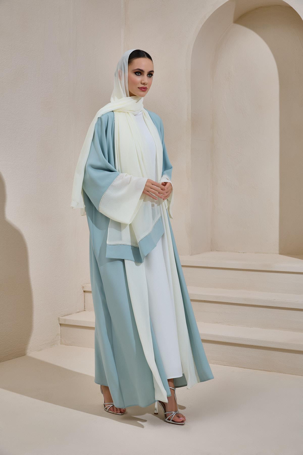 TABA Serenity MINT GREEN Pearl Abaya Set - Image 3