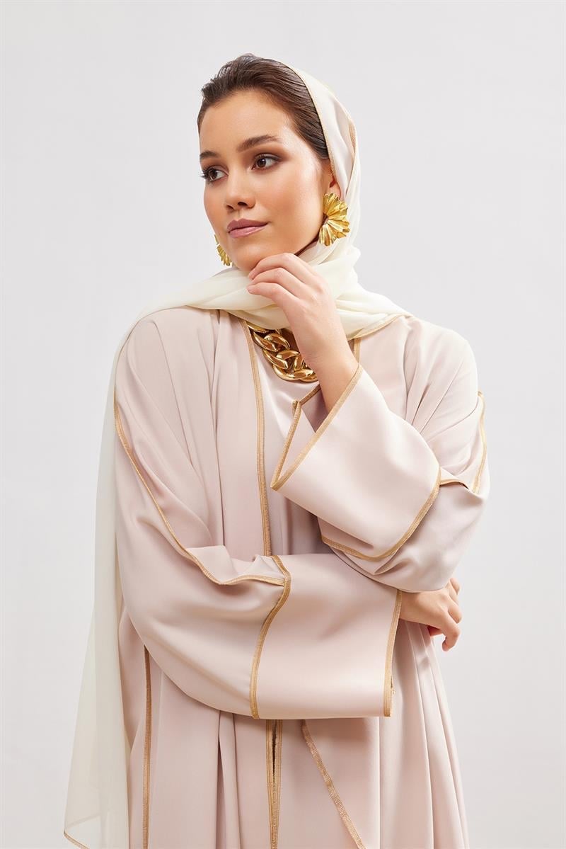 TABA New Line Salmon Abaya Set - Image 4