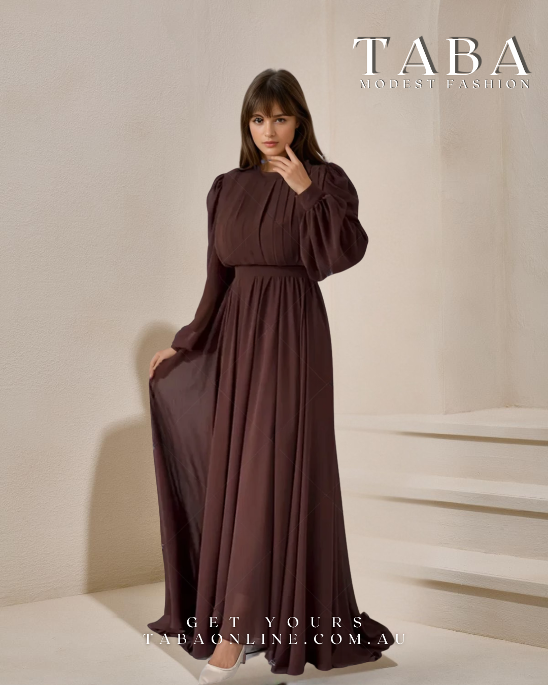 TABA Cocoa Drape Gown