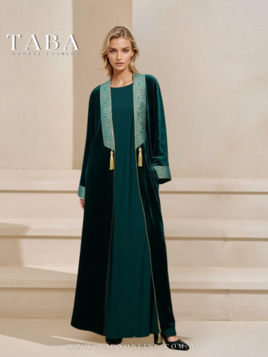 TABA Emerald Dynasty Velvet Abaya