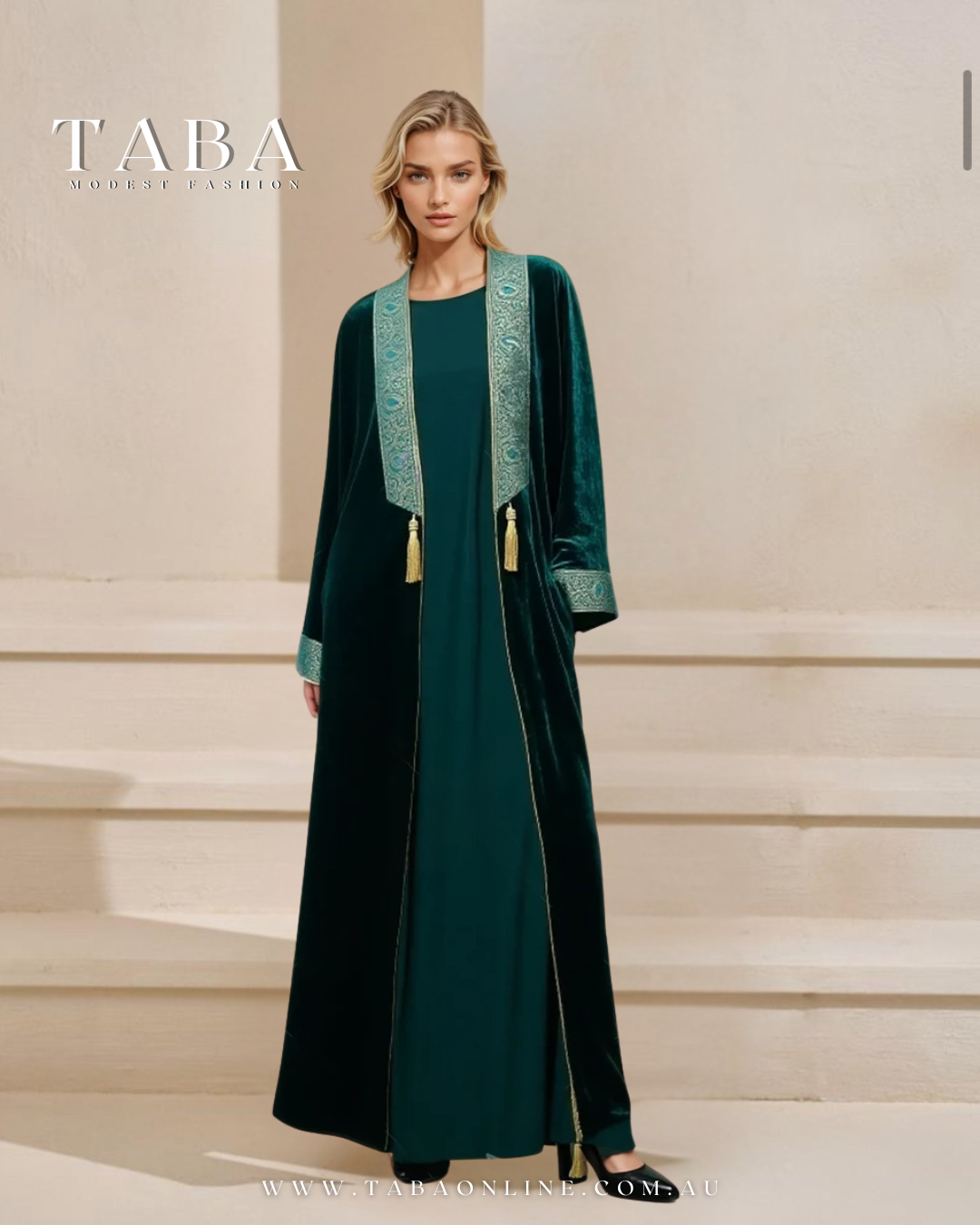 TABA Emerald Dynasty Velvet Abaya