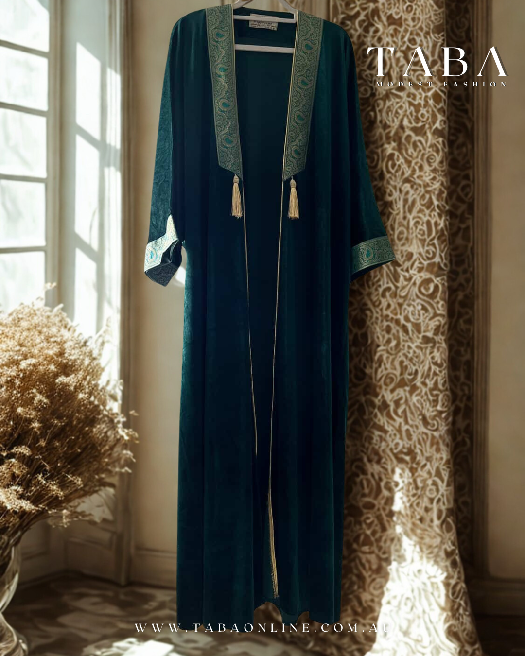TABA Emerald Dynasty Velvet Abaya - Image 3
