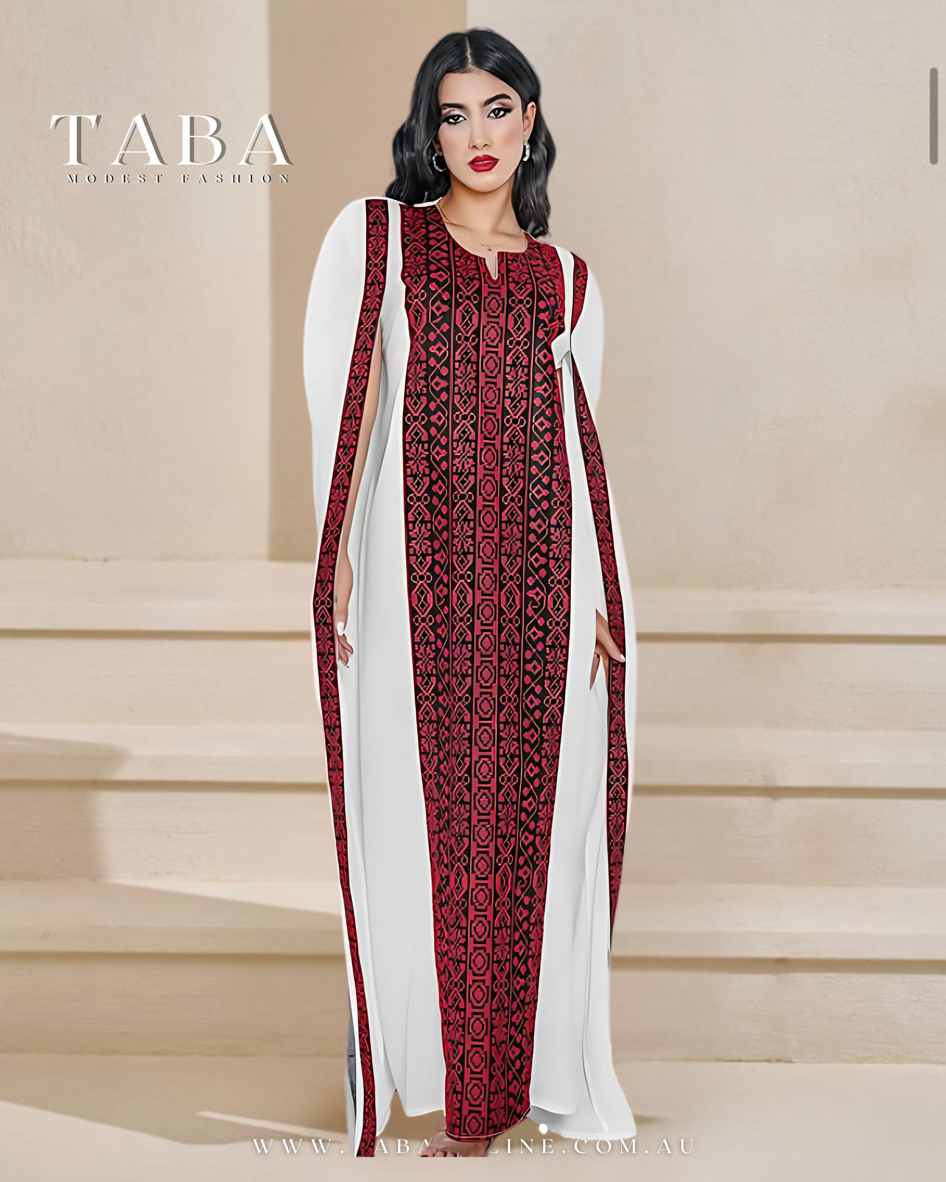 TABA Free Size Palestinian Heritage Cape Thobe – Hand-Embroidered