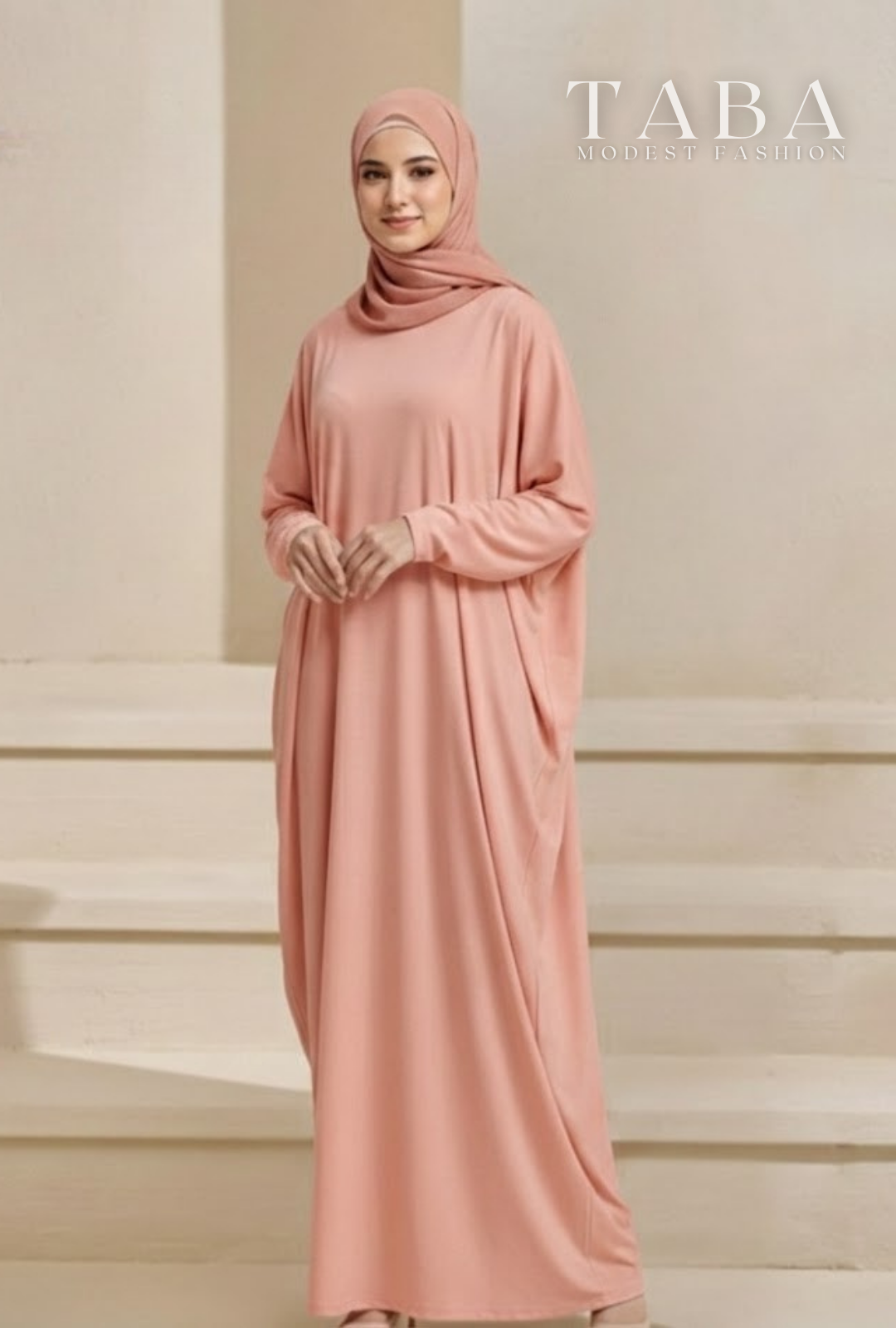 Peach Kaftan Free Size Casual Abaya