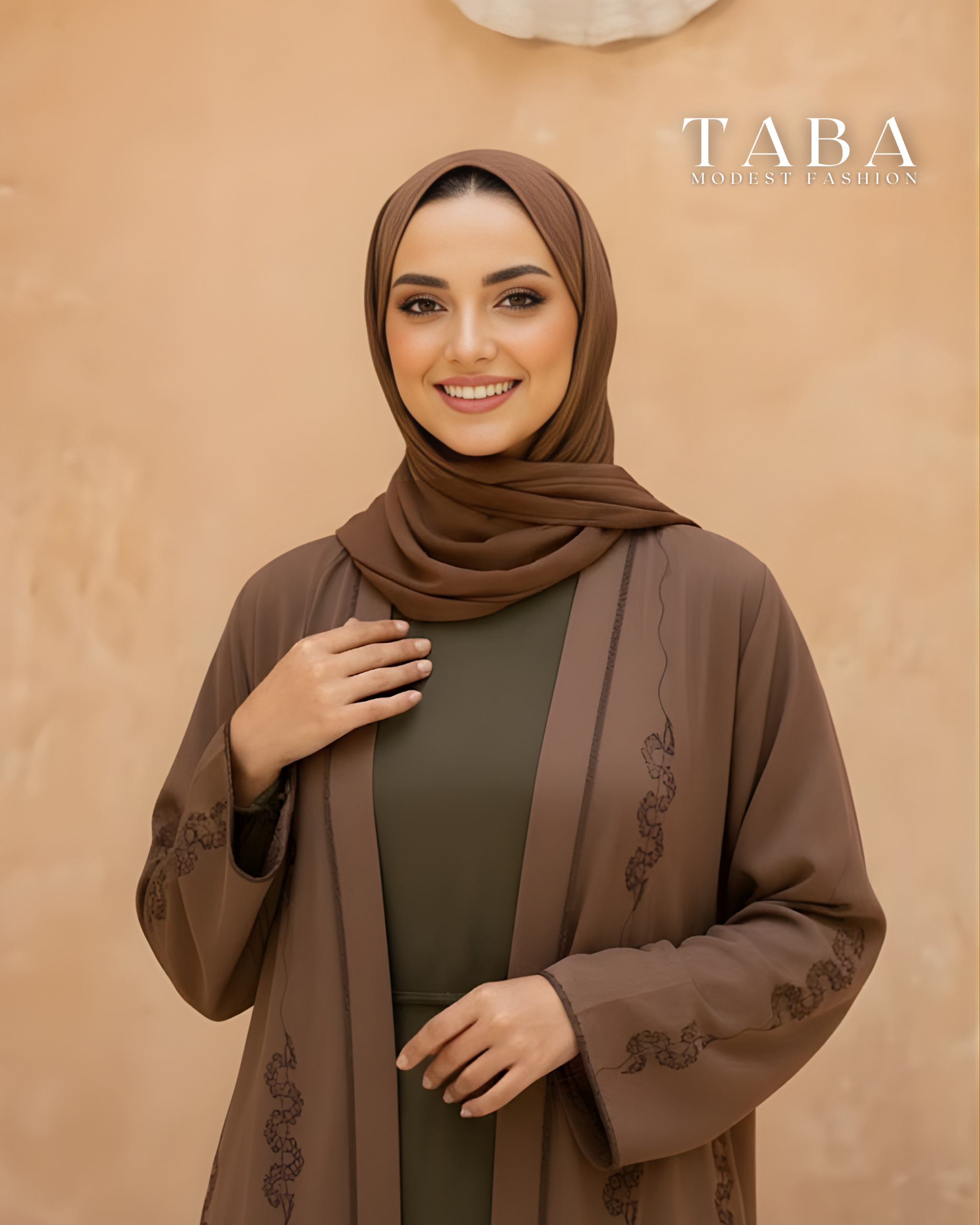Two-Piece Minimal Embroidered Bisht Abaya - Image 2
